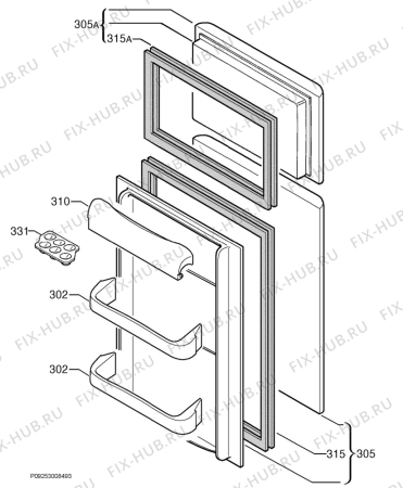 Взрыв-схема холодильника Zanussi Electrolux Z32/5SI - Схема узла Door 003